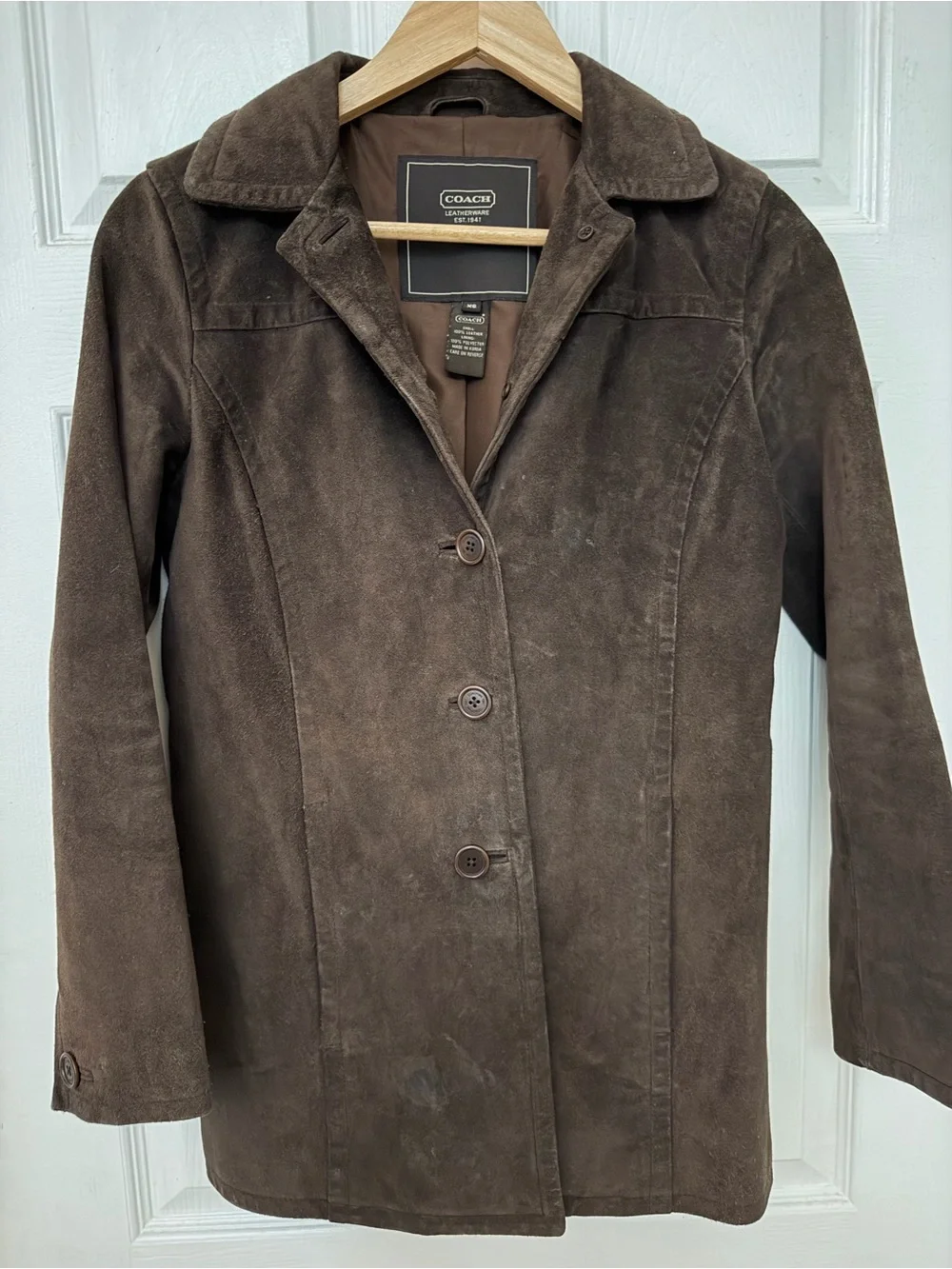 Coach Women's Brown Suede Button-Front Jacket